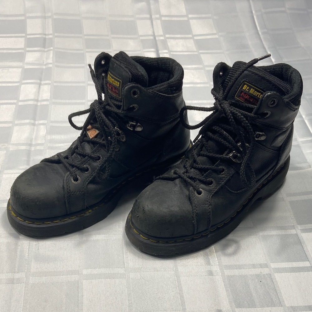 Dr. Martens Women’s Steel Toe Black Leather Boots- Safety Certified